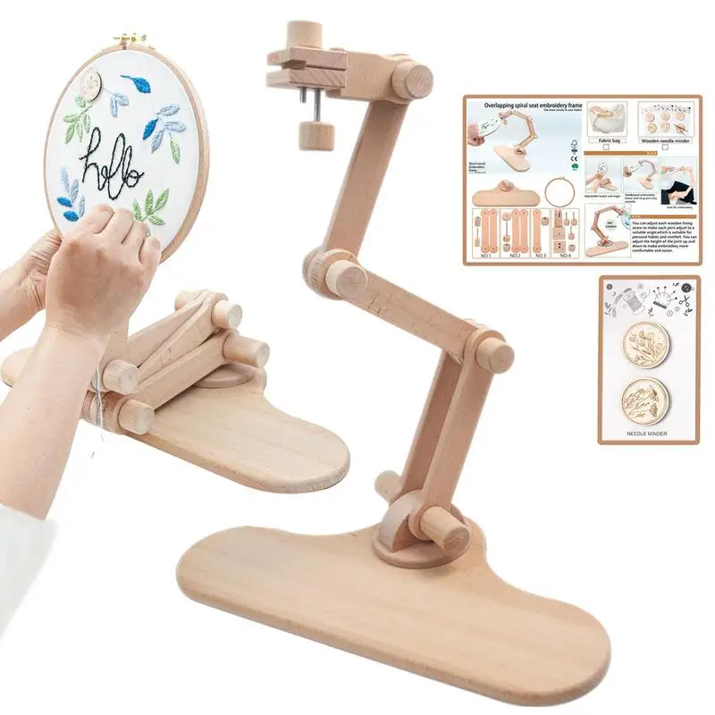 

Embroidery Hoop Holder Embroidery Table Stand Frame Craft Stand Handmade Cross Stich Hoop Set Embroidery Ring Frame Crewel Tool