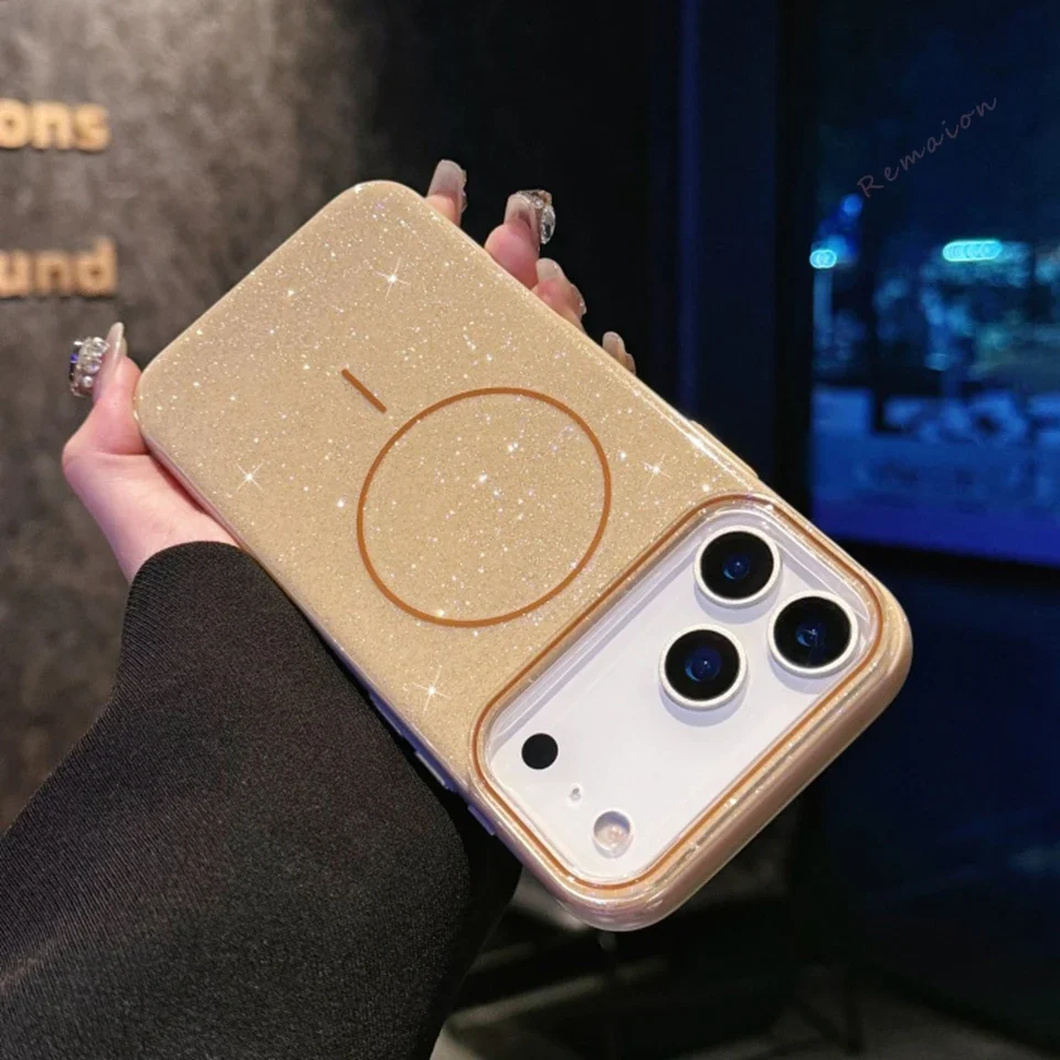 2025 Glitter Glam Magnetic Phone Case with Wireless Charging Compatibility
