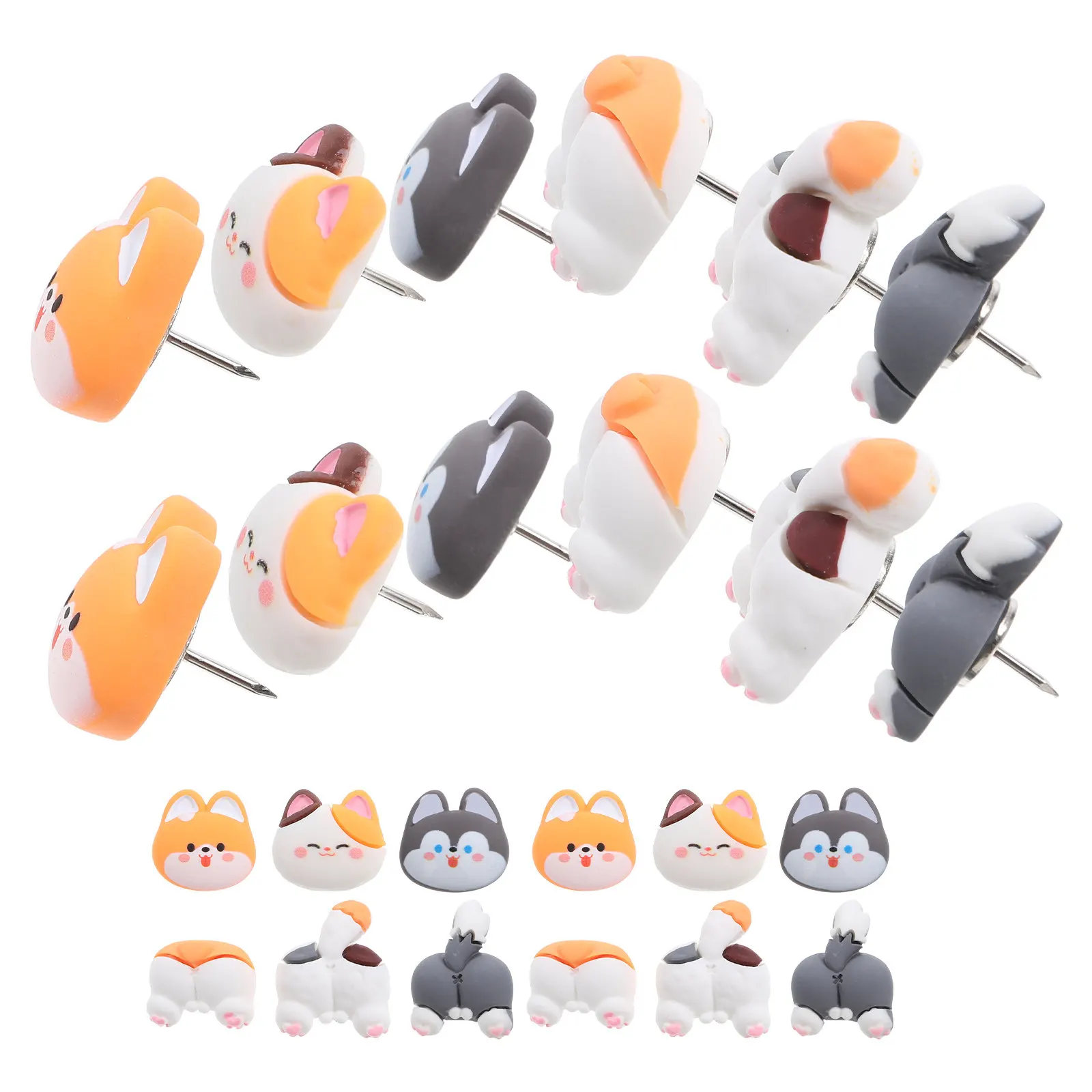 30Pcs 동물 푸시핀 코르크 보드용 귀여운 장 압정 게시판 사진 노트 사무용품 푸시핀