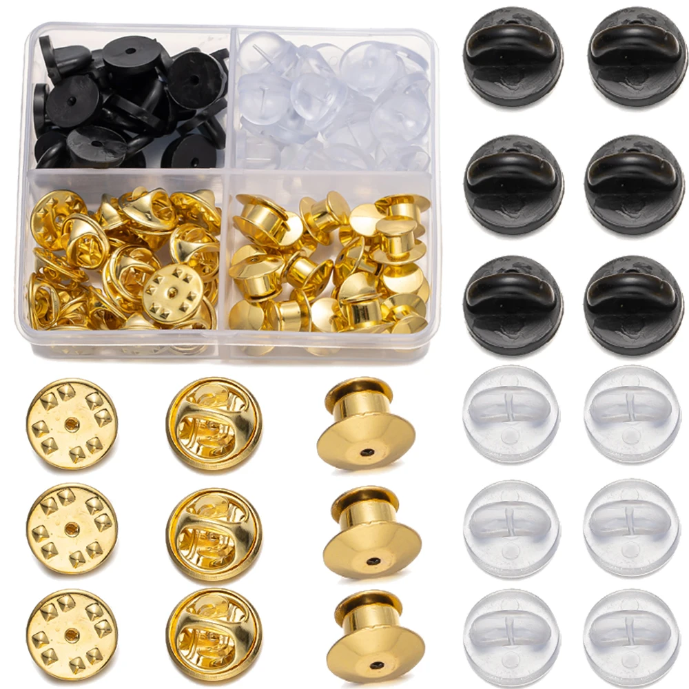 80 teile/schachtel Metall Sicherungsstift Sicherheit Zurück Keeper Verschluss DIY Brosche Geschenke Schmuck Machen Liefert Zubehör Erkenntnisse Komponenten – Detail 2