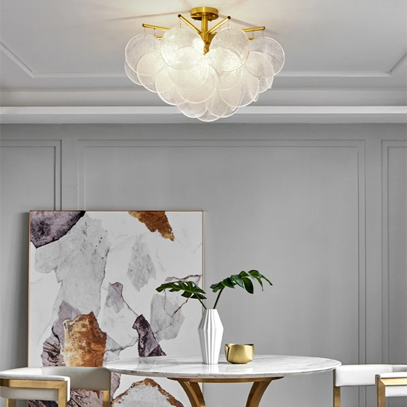 Nordic Glass Ceiling Chandelier Iron E14 for Living Room Center Table Bedroom Hall Home Luxury Decor Lusters Lighting Luminaires ceiling chandelier