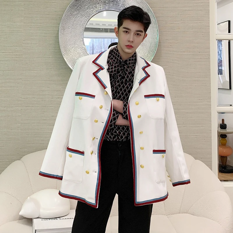 LUZHEN 2025 Spring New Original Edge Color Contrast Splicing Design Korean Version Casual Blazer Coat Men Elegant Jacket LZ1273 4
