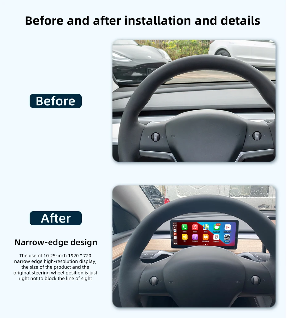 TPBUFF 10.25inch Head Up Display New Upgrade for Tesla Model 3 Y HUD Digital Center Console Dashboard Touch Screen With Camera