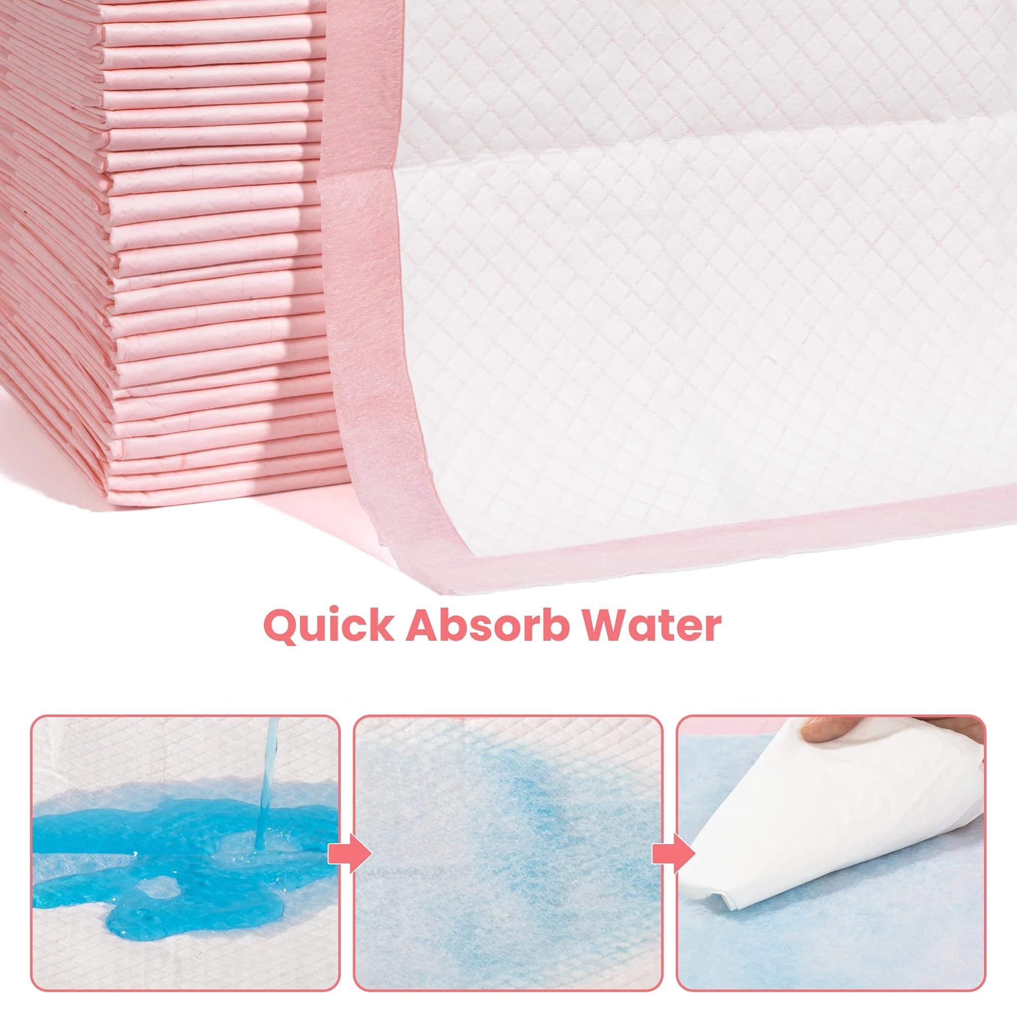 Pink Dog Pee Pads Training Pads Upgrade Triple Thickness All-Purpose Super Absorbent Leak-Proof Quick Dry Odor Control 100/10PCS