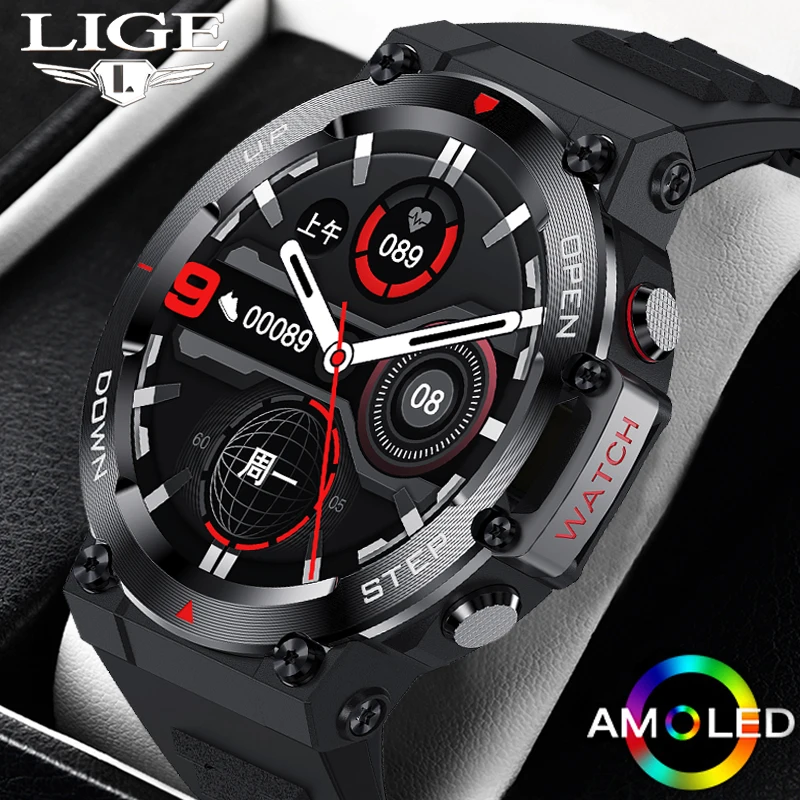 LIGE New Smart Watch For Men Bluetooth Call Full Touch Screen Waterproof Watches Sports Fitness