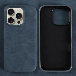 Luxurious Leather Phone Case - Skin Feel, Shockproof, Solid Color Back Cover - iPhone 12 Pro Max (Black Blue A26309)