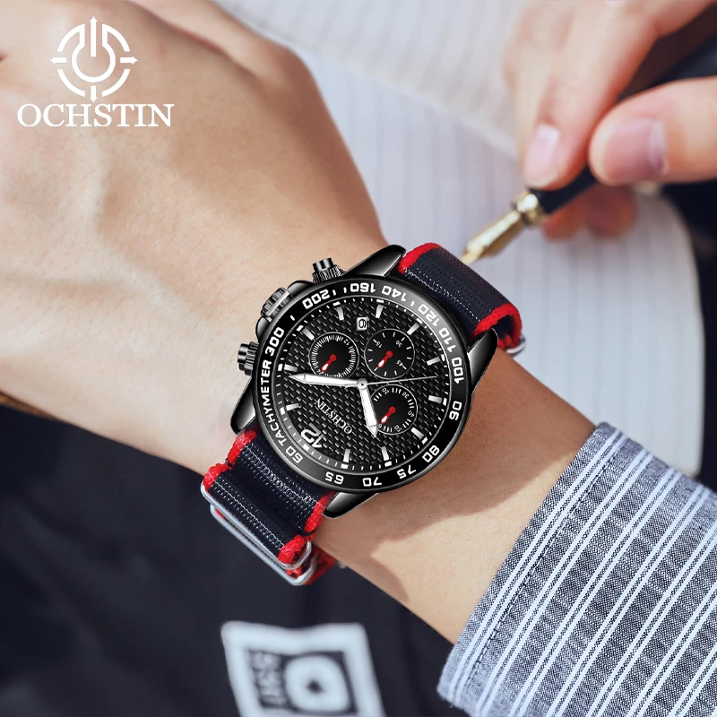 OCHSTIN creative nylon series multi-function quartz core new personalized 2024 men's quartz watch men's waterproof wristwatch