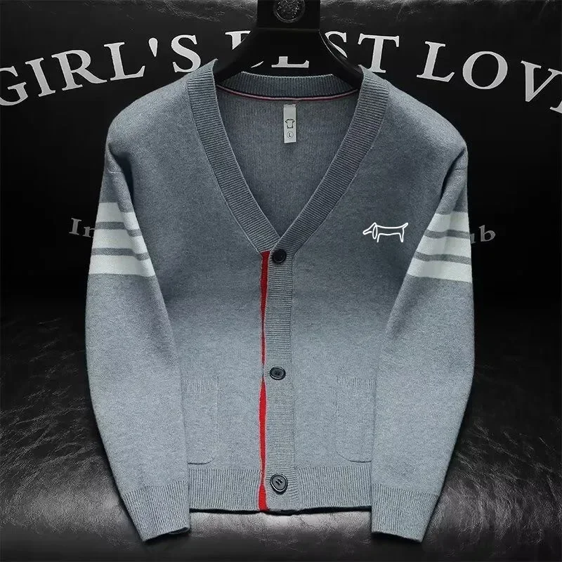 Luxury Golf Clothing Men V Collar Knit Cardigan Men's Golf Wear Autumn New Sweater Korean Windbreaker Casual Coat