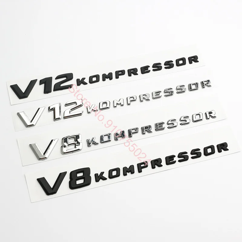 Abs 3D Letters Emblem V8 Kompressor V12 Kompressor Per Mercedes Benz Car Styling Side Fender Logo Sticker Chrome Matte Black