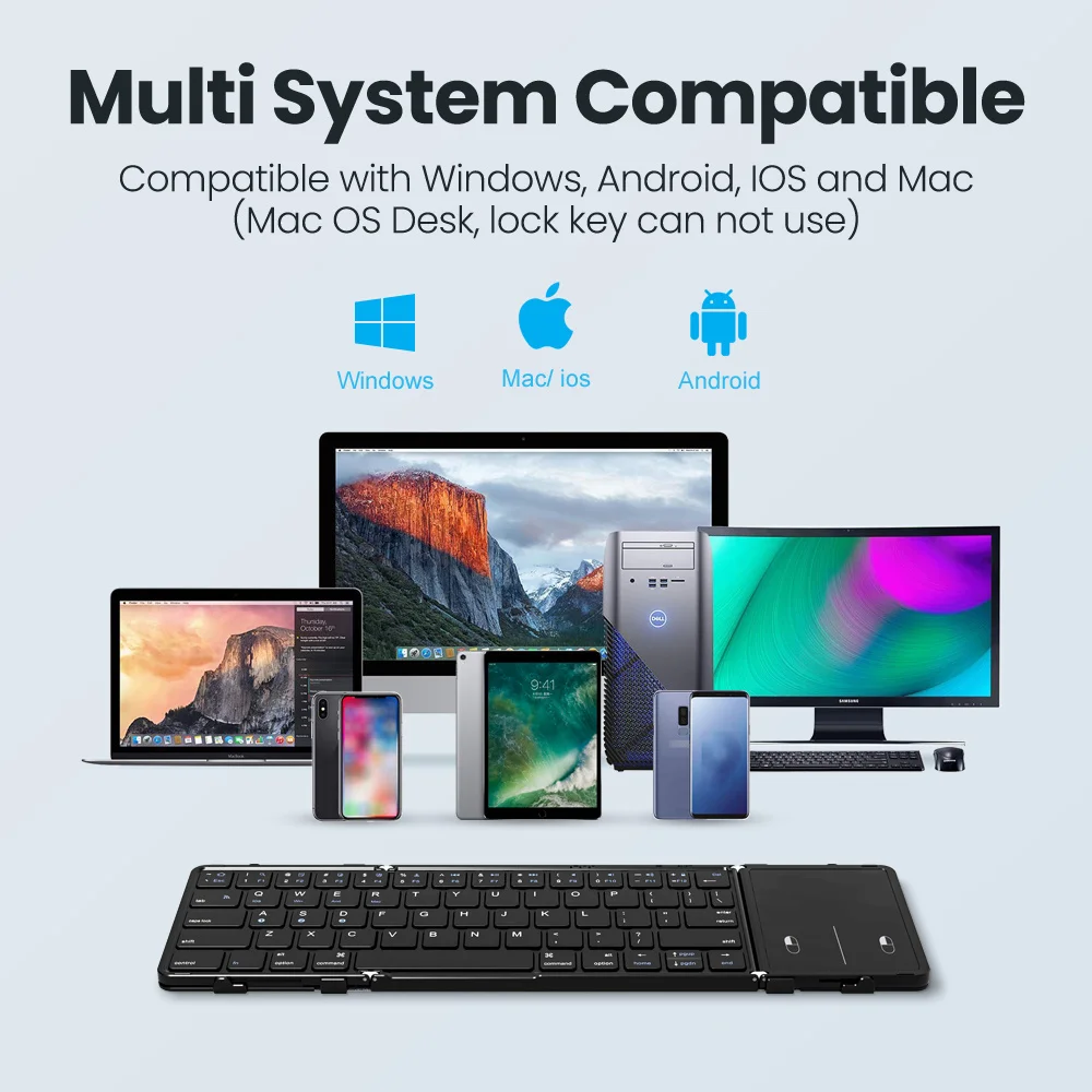 Missgoal-teclado Dobrável sem Fio com Touchpad Bluetooth Recarregável Hebraico Coréia Rússia Tablet Ipad - Imagem 2