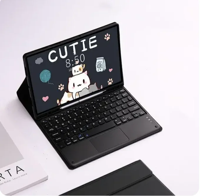 

Чехол для Samsung Galaxy Tab A8, 10,5 дюйма, женская модель X207 с чехлом для клавиатуры с Bluetooth и сенсорной панелью, яркий чехол из искусственной кожи