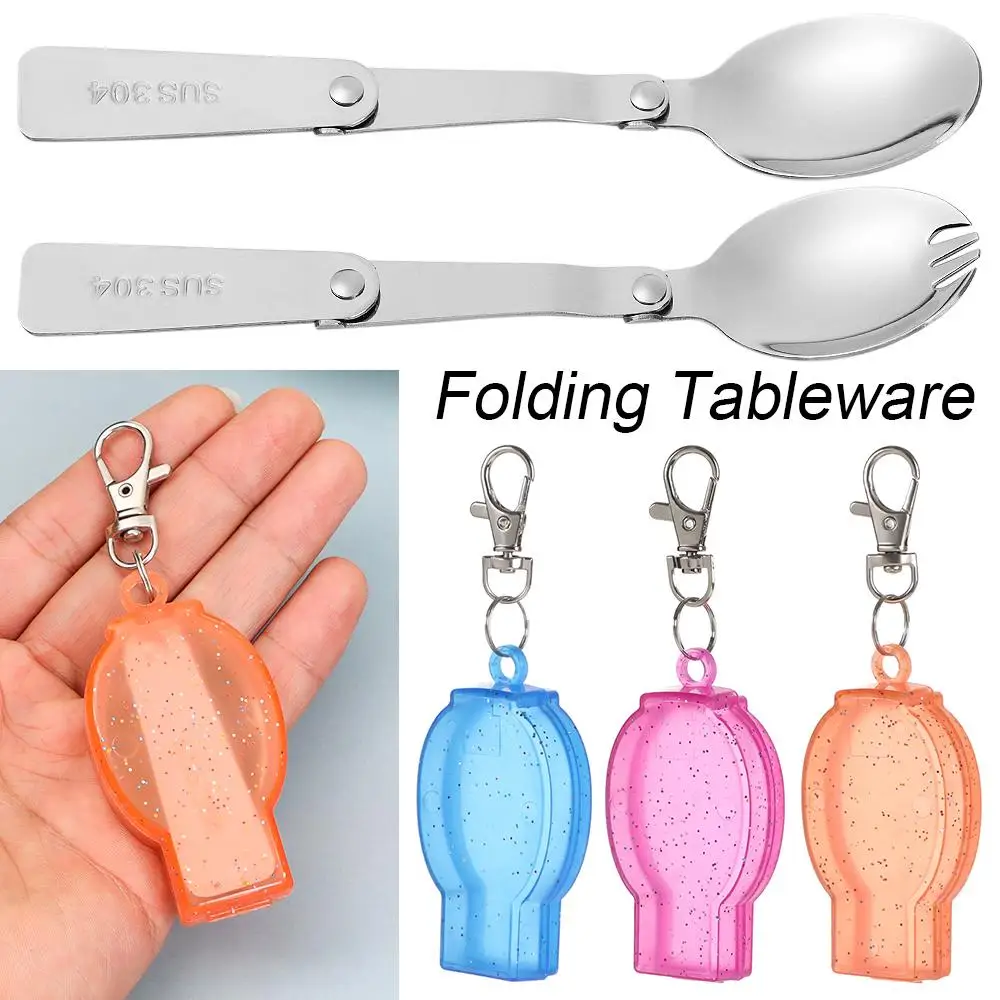 Light Small Utensil Stainless Outdoor Pocket Spoon Fork Travel Camping Tool Foldable Forks Folding Cookware