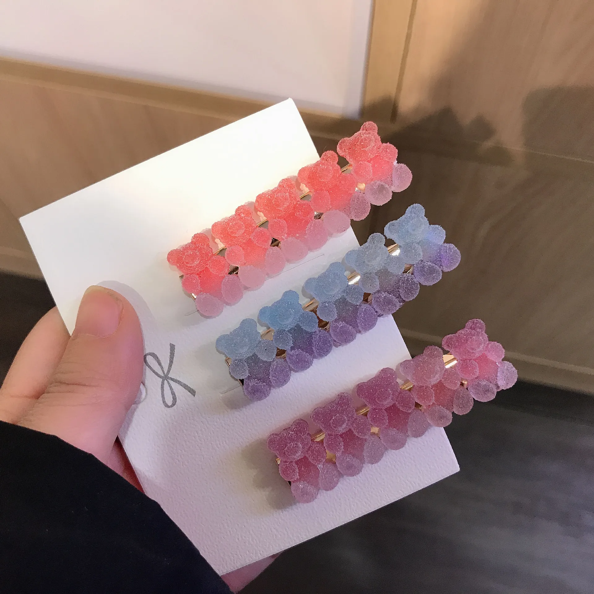 Soft Sweets Bears Hair Clips Barrettes Candy Colored Bear Hairpin Women Girls Hair Grips Pins Hair Band Accessories Hair Pins korean hair clips