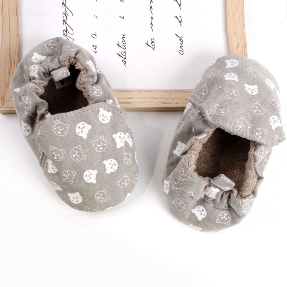 COSYSUSY Baby Cartoon Cotton Shoes Warm Toddler Shoes Non-Slip Soft Soled Baby Shoes Cute Bear Print Toddler Shoes for Baby Girl