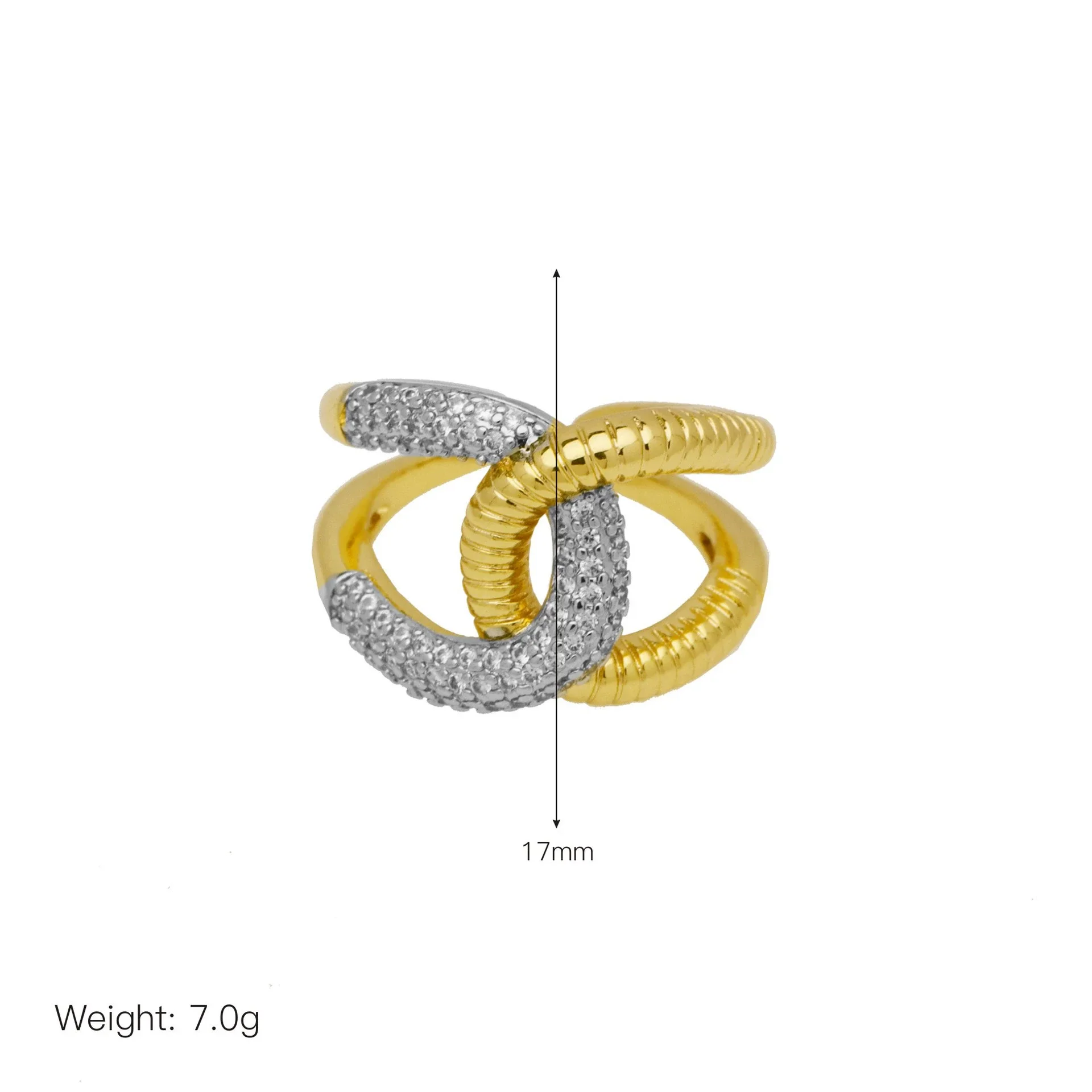 Women's Fashion X-Shaped Open Ring Dual Color Copper Plating