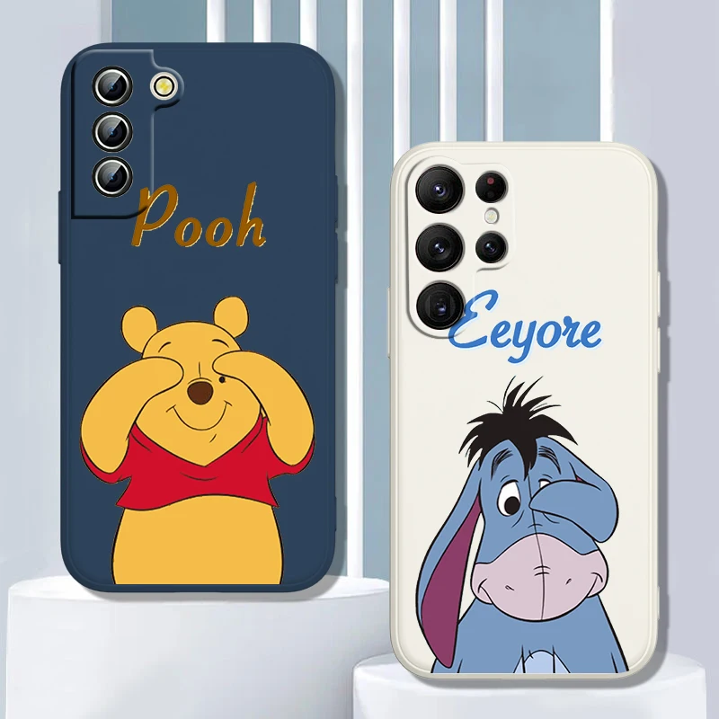 

Winnie the Pooh Cute Phone Case For Samsung Galaxy S22 S21 S20 S10 S9 Ultra Plus Pro FE Liquid Rope Candy Color Shell Coque Capa