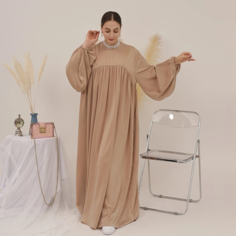 2023 Ramadan Dubai Abaya Solid Color Loose Fit Comfortable Robe Femme Musulmane Casual Big Skirt Women's Dress Middle Eastern