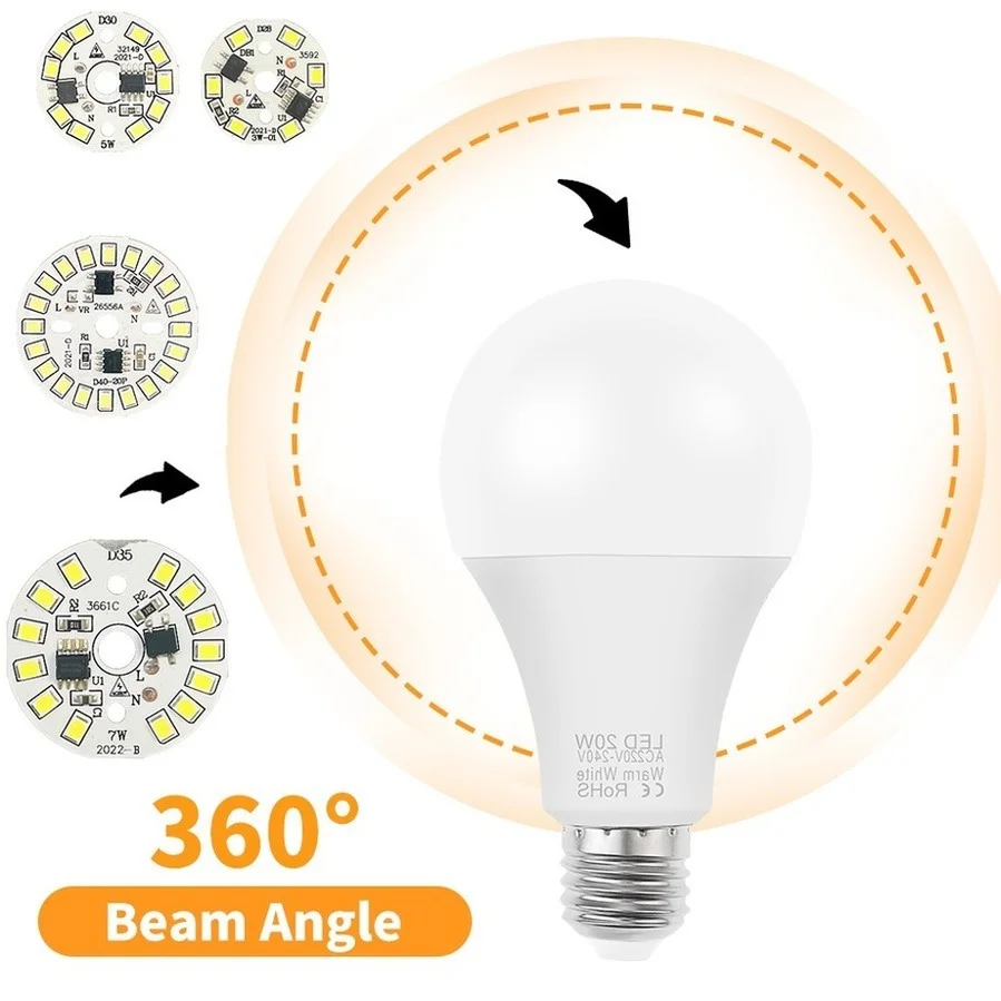 LED Chip 3W 5W 7W 9W 12W No Need Driver AC 220V-240V SMD 2835 Cold Warm White Round Lamp Beads for Spotlight Bulb