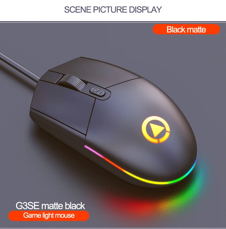 Wired Gaming Mouse 1600 DPI Optical USB Mouse With RGB BackLight Computer Wired Office Mouse Mice For Gamer Desktop Laptop Mouse