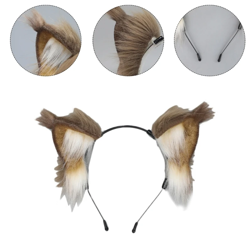 

FauxFurs Cats Ear Hairhoop for Women Party Hairband Animes Headband Party Costume Girl Female Cosplay Headpieces