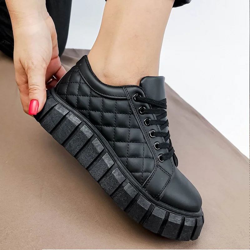 Woman Vulcanized Shoes Fashion Sneakers Lace-up Casual Platform  Flat Shoes Female Flats Ladies Casual Loafers New Promotion