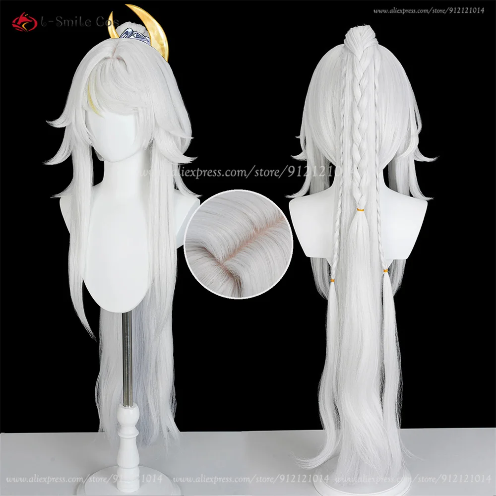 Zibai Cosplay Perücke 100cm Silberweiß Herren Anime Hitzeresistent Synthetik Halloween Weihnachten 2