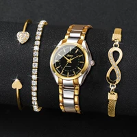4PCS/Set Fashion Small Dial Women Watches Ladies Luxury Analog Quartz Wristwatch Bracelets Set Reloj Mujer（Without Box） 2