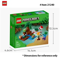 LEGO Minecraft Swamp Adventure Set with Alex & Zombie Figures, 65 - Piece Building Kit (21240)