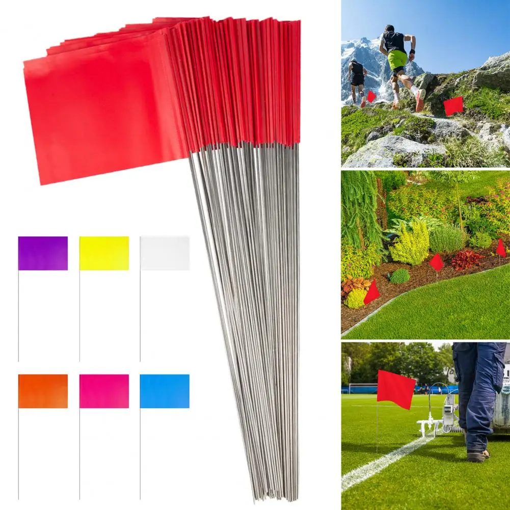 

100Pcs Marking Flags Lawn Flag Markers Waterproof Non-Fading Widely Used PVC Landscape Flags Sprinkler Flags