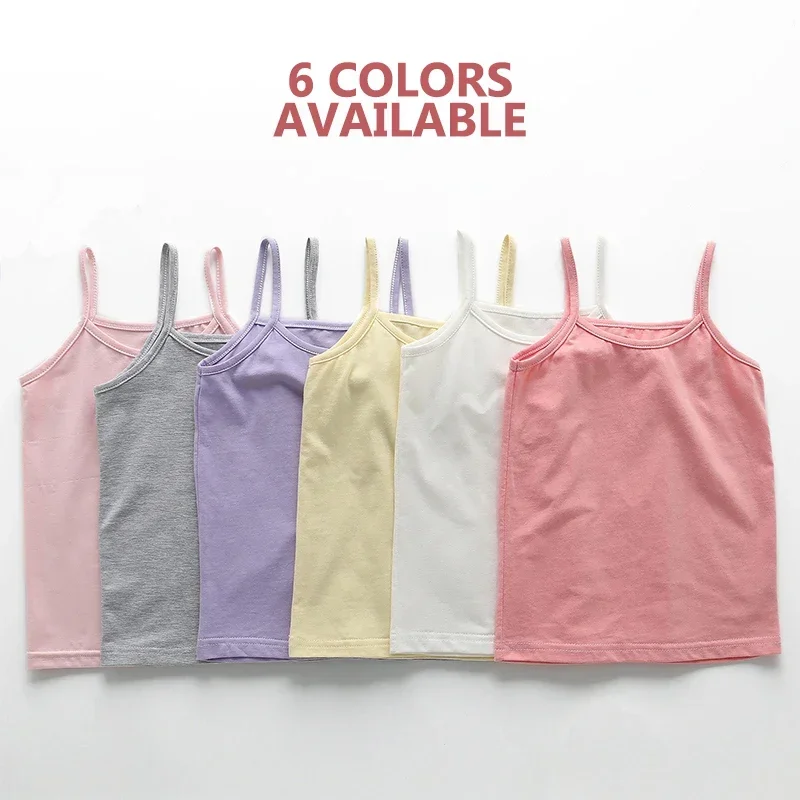 2 Pieces Girls' Cotton Undershirts Stretch Camisole Basic Tank Top Dance For Ballet Gymnastics Dancewear Undershirts Camis Tank 2