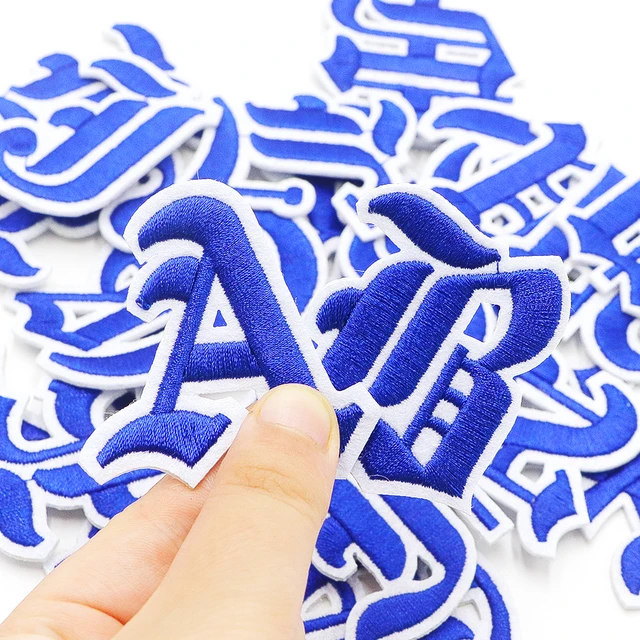 Patches Clothing Alphabet  Fabric Patches Letters Blue - Embroidery Patches  Applique - Aliexpress