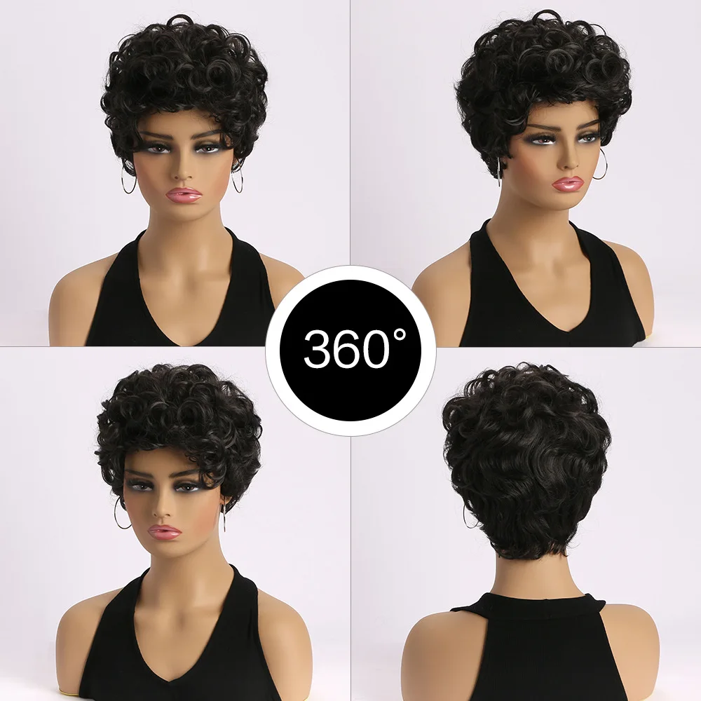 Perruque synthétique courte afro bouclée pour femmes noires, faux cheveux, 03/Party