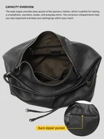 Sac fourre-tout Zency en cuir véritable 100% pour femme, grand sac à main à poignée supérieure, sac à bandoulière, sac hobo en cuir noir, sacs à fermeture éclair sous le bras 5