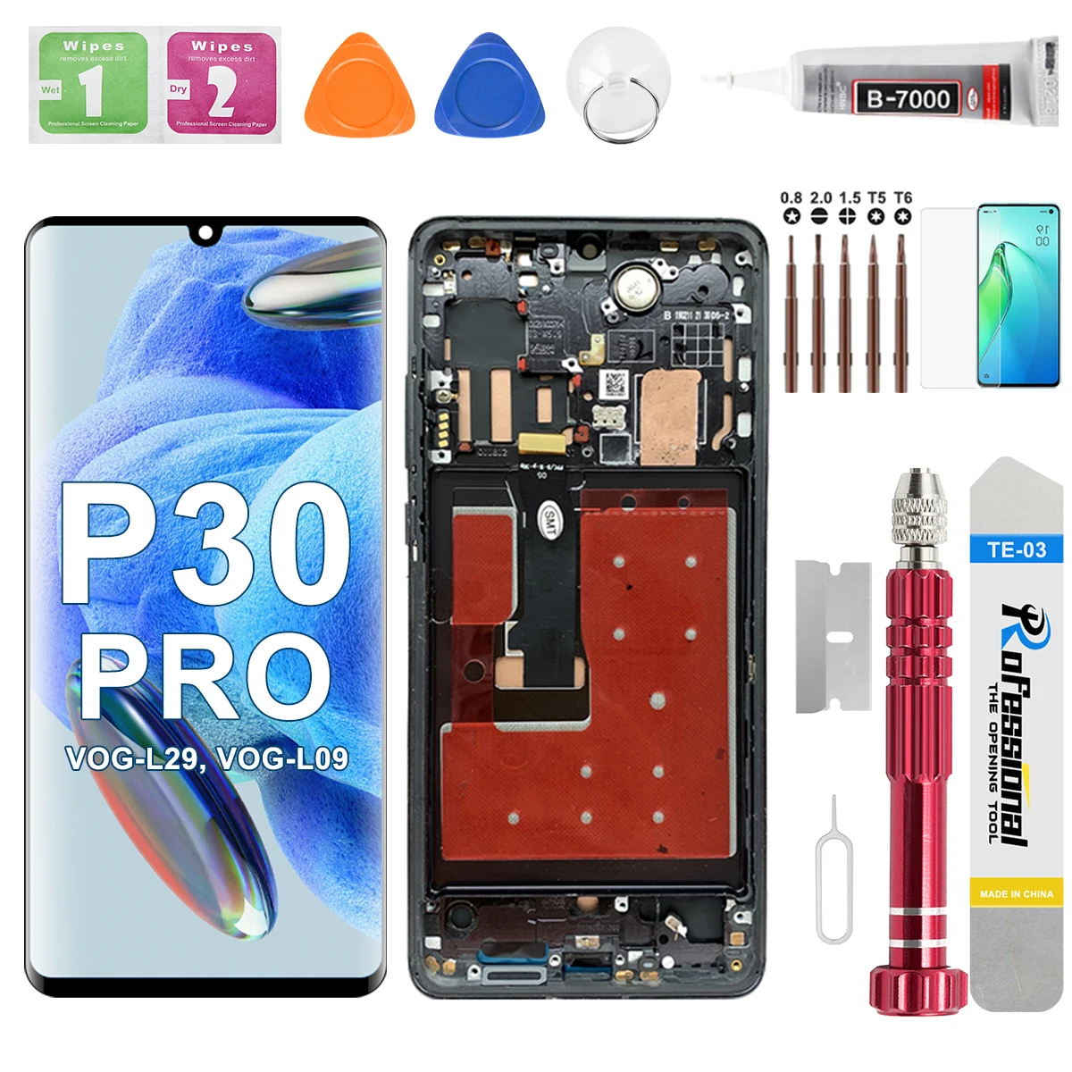 YHX-OU 6.47" Coperchio Batteria Posteriore di Ricambio per Huawei P30 PRO + Strumento di