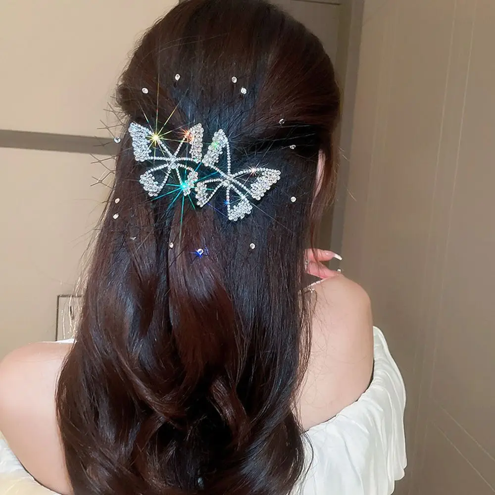 

Hollow New Headwear Zircon Rhinestone Crystal Butterfly Hair Clips Korean Barrettes Women Hairpins Elegant Spring Clips