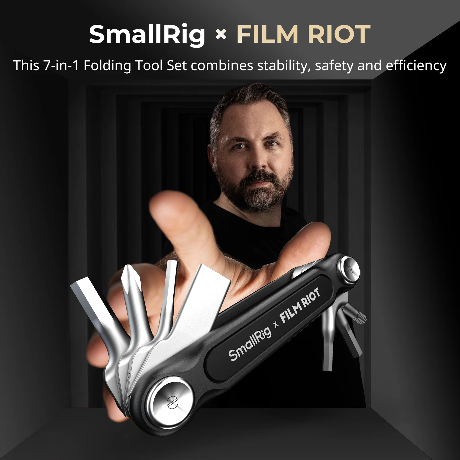 SmallRig x FILM RIOT 7-in-1 디텐트 접이식 멀티 도구 키트, 범용 DSLR 카메라 도구 세트, 스크루 드라이버 및 육각 키 렌치 포함