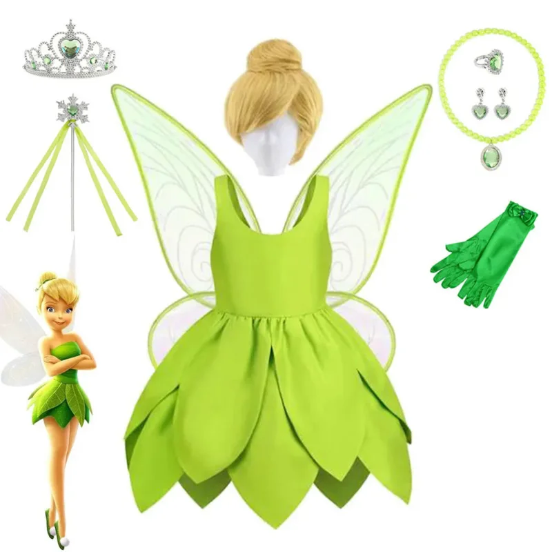 

Сказочное платье Т-Tinkerbell для маленьких девочек, Рождественский детский классический костюм принцессы для костюмированной вечеринки на Хэллоуин, костюм для косплея с крыльями