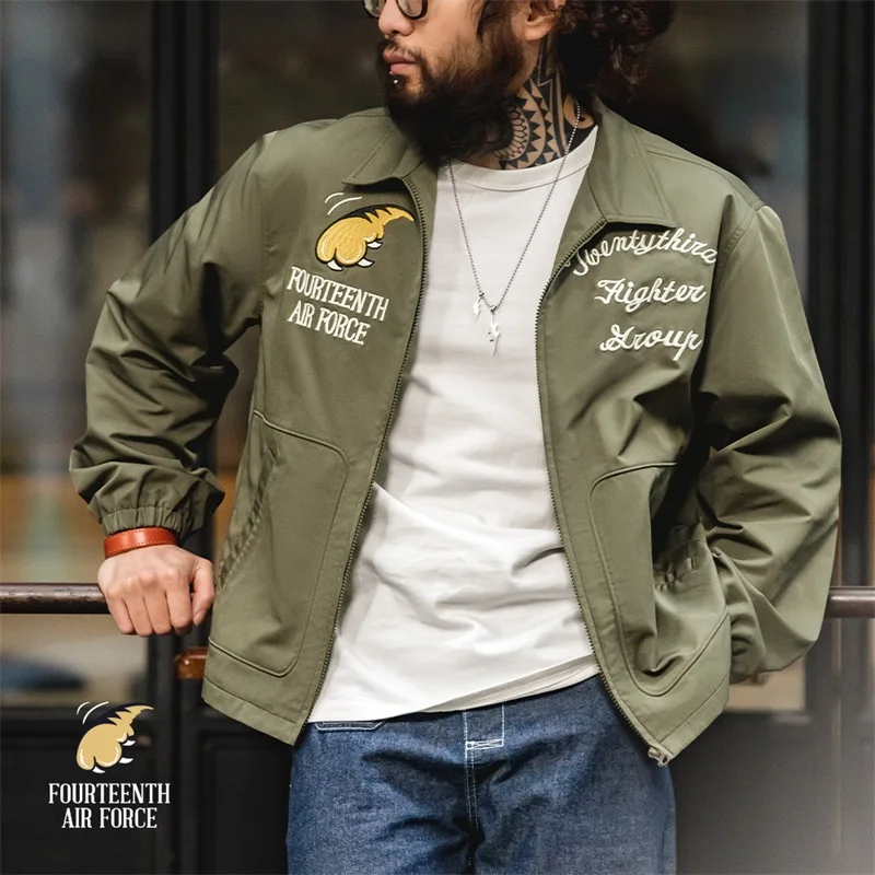 Maden Vintage A2 Bomber Jackets for Men Yokosuka Embroidery Flight Jacket  Army Green Baseball Coats Spring Military Outerwear