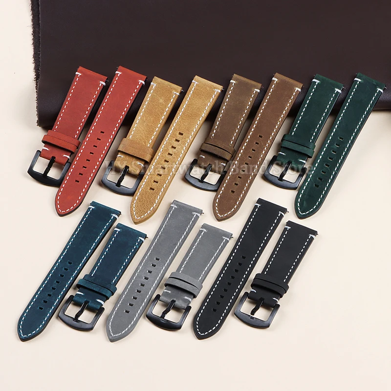Elegant Leather Quick Release Watch Band - Versatile Fit & Sporty Design