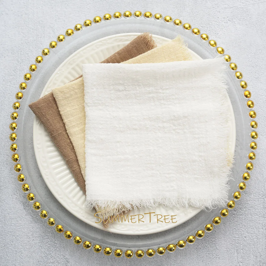 Description Picture 5 of item24pcs 32x32cm Cloth Napkins Cotton Gauze Napkin Handkerchief Tea Towels Cheesecloth Vintage Wedding Linen Party Table Decoration