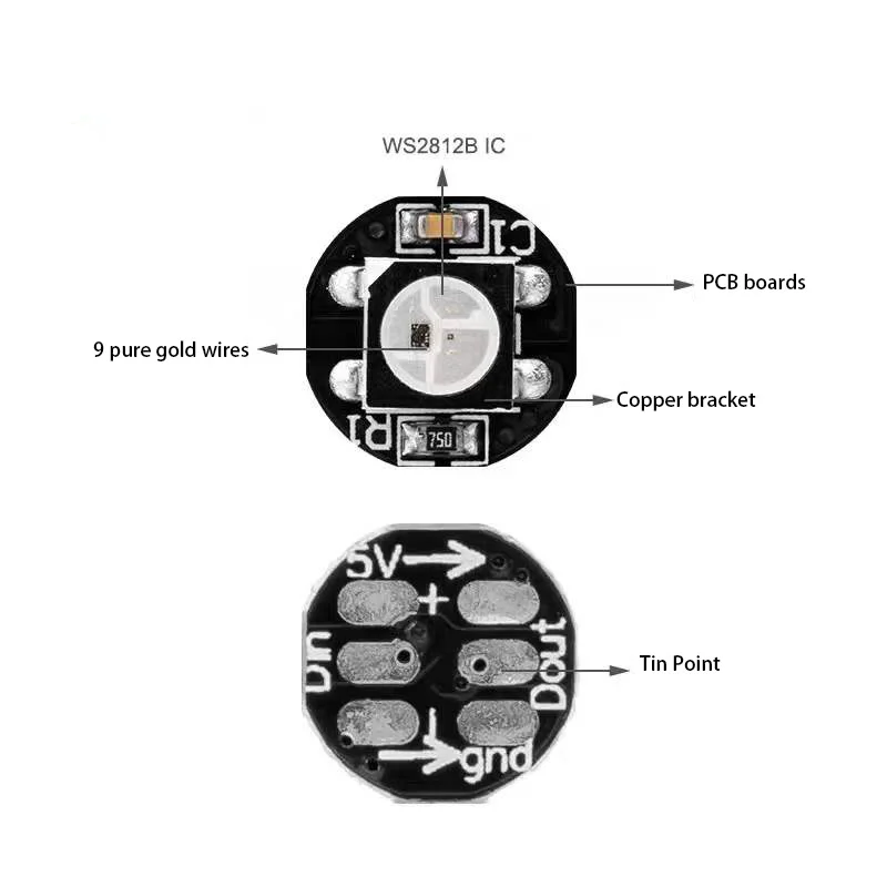 WS2812B 100PCS 5050SMD Individually Addressable Smart RGB LED Pixel modules 5V DC rgb LEDs Lampon Black LED Chip Heat Sink
