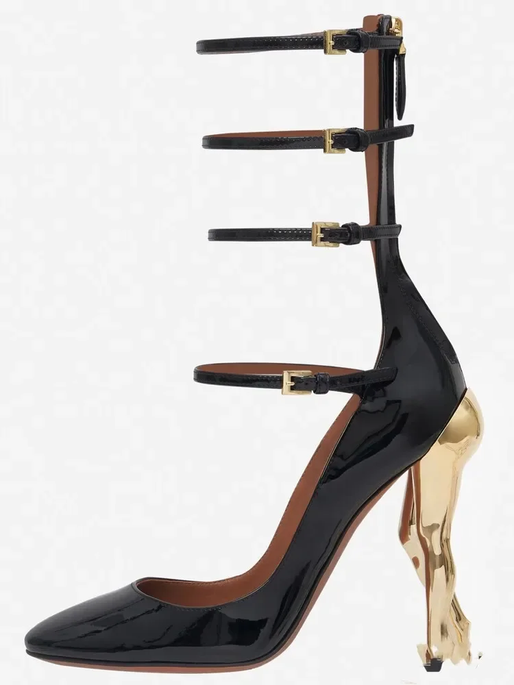 

Women's Summer New Shaped Slim High Heel Sandals Fashion One Button Sexy Banquet Party European and American Sandals