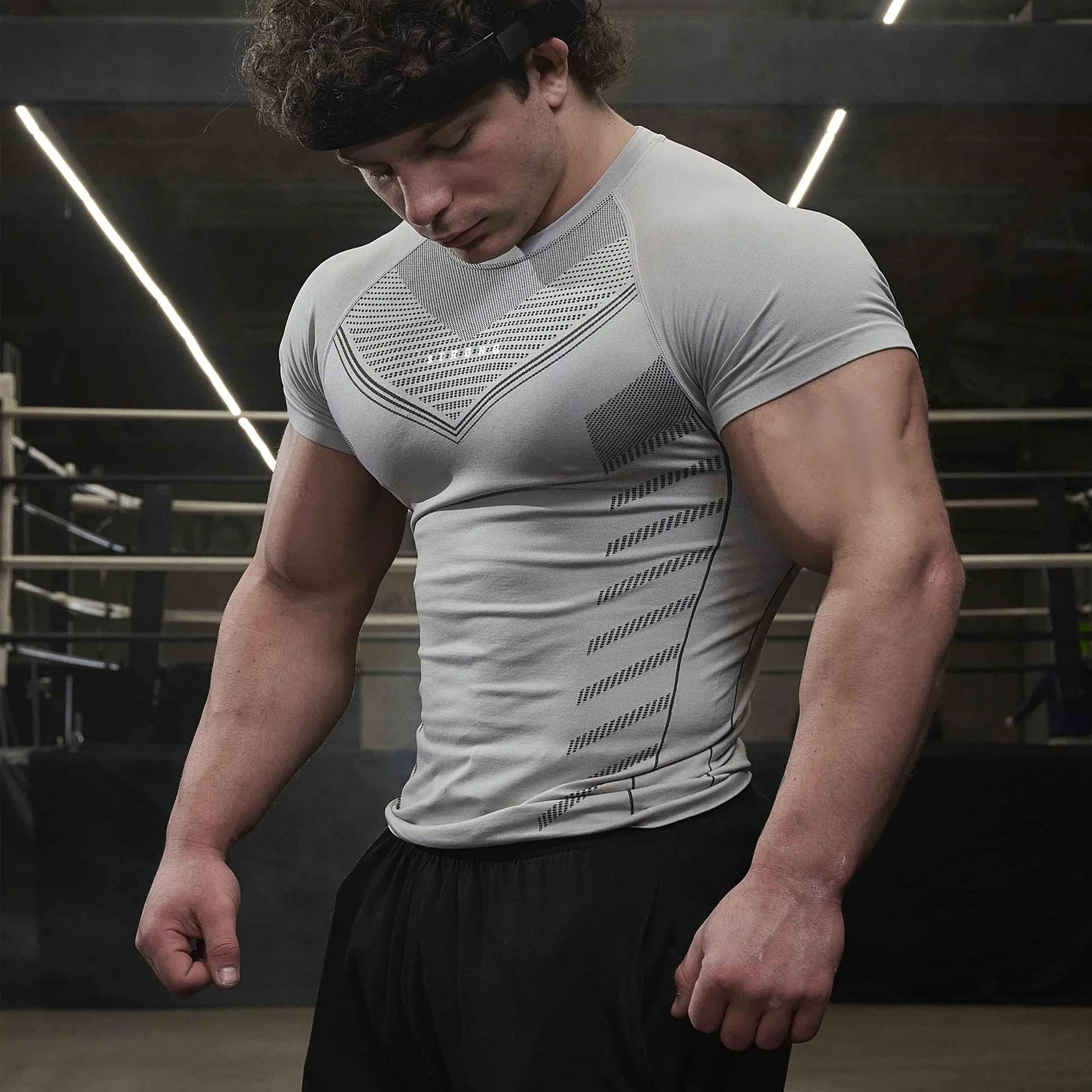Men's Compression T Shirts Quick Dry Short Sleeve Gym Workout Tee Summer Skinny Fitness Running Sports Athletic Tops For Men