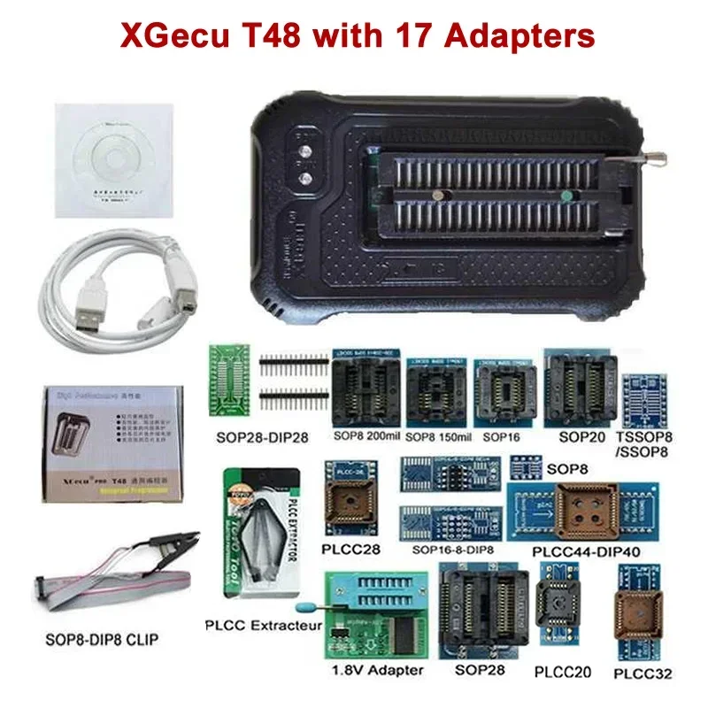 

Программатор T48 XGECU [Φ] V12.25, поддержка 28000 + микросхем для SPI/Nor/NAND Flash/EMMC BGA153/162/169/100/221 TSOP/SOP/PLCC