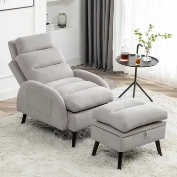 Oversized Lounge Armchair Set with Ottoman 1