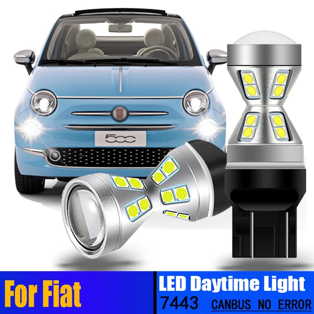 2 ampoules de feux de jour pour voiture, lumière blanche DRL, Canbus, pour  Fiat 500 07-14 500C 09-14 500L 12-18 7443 T20 W21/5W - AliExpress