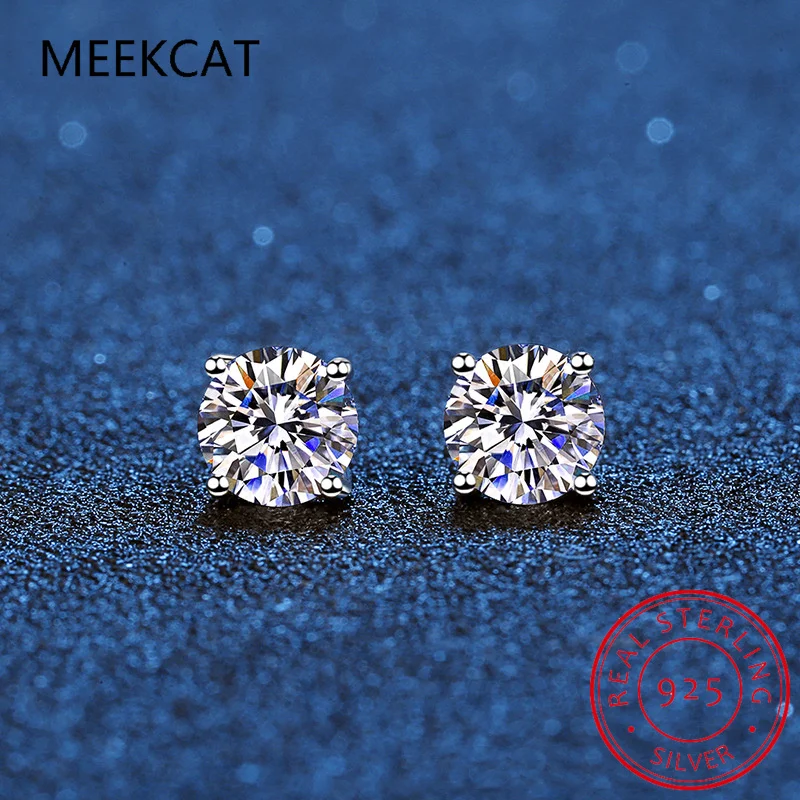 Inf.Story Arete De Tuerca De Moissanita, 0,6 Quilates De Color D, Diamante Cultivado En Laboratorio, Plata De Ley 925 Chapada En Oro Blanco De 18 Quilates, Aretes De Moissanita Para Mujeres Y