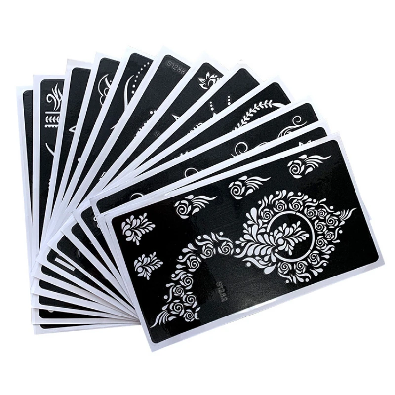 1pc Temporary Tattoo Stencil Indian Henna Hollow Tattoo Templates Body Painting Inkjet Template Stencil Stickers henna tattoo stencils temporary tattoo sticker tattoo sticker