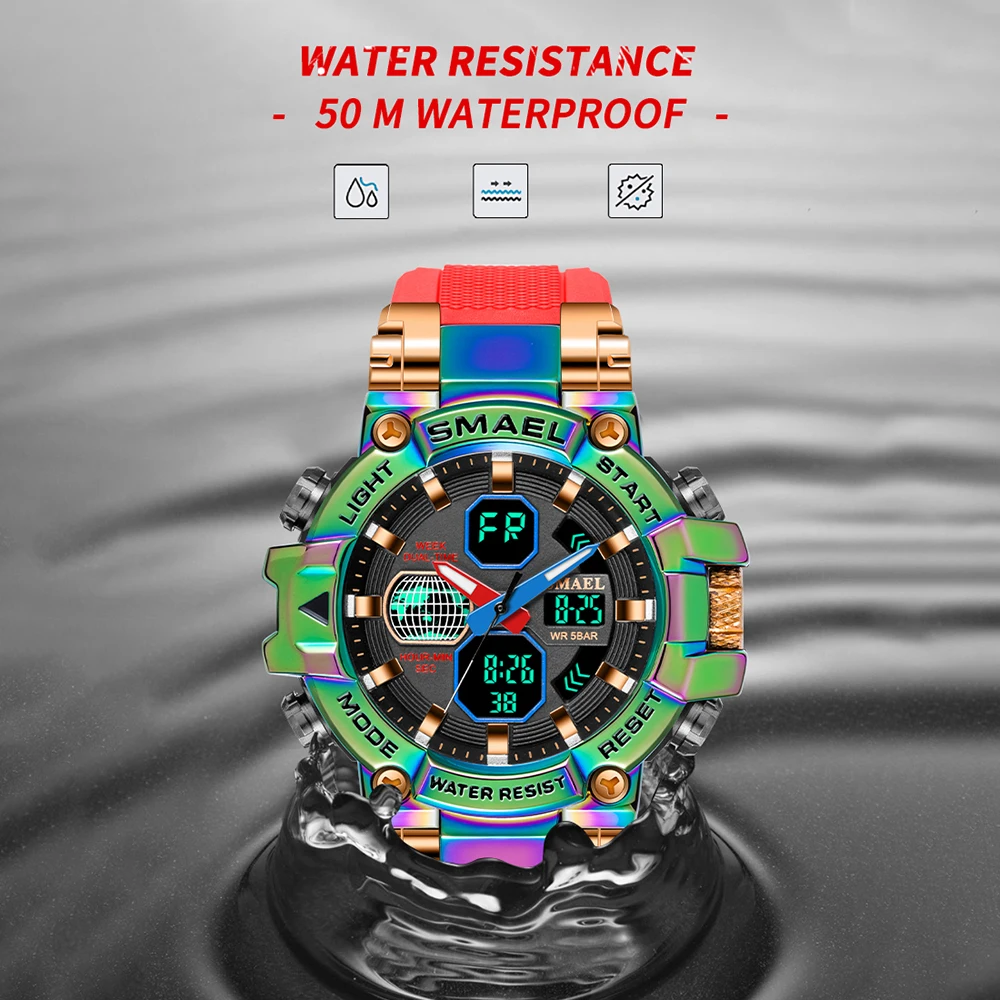 SMAEL Top Brand Sports Watches Men Military Army Waterproof Alarm Quartz Multifunction Wristwatch Male Digital Light Clock 8027