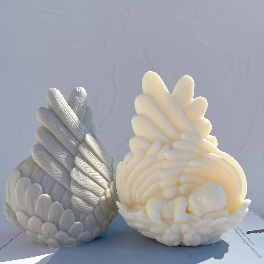 

Baby With Wing Silicone Mold Angel and Child Sculpture Statue Soy Wax Candle Mould Greek Figurine Home Decor
